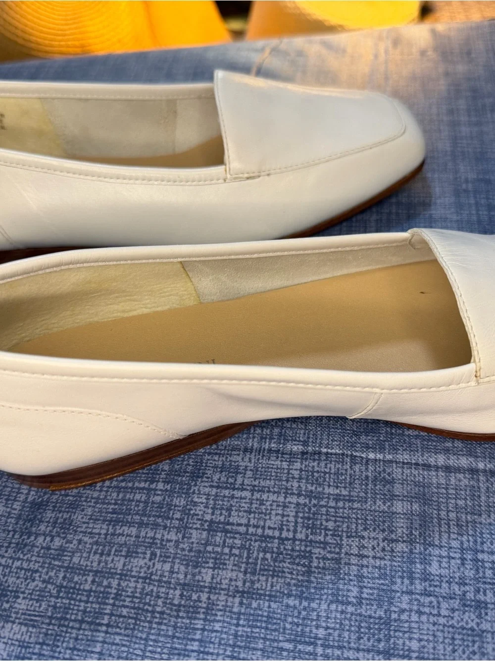 Enzo Angiolini White Leather Square-Toe Loafers